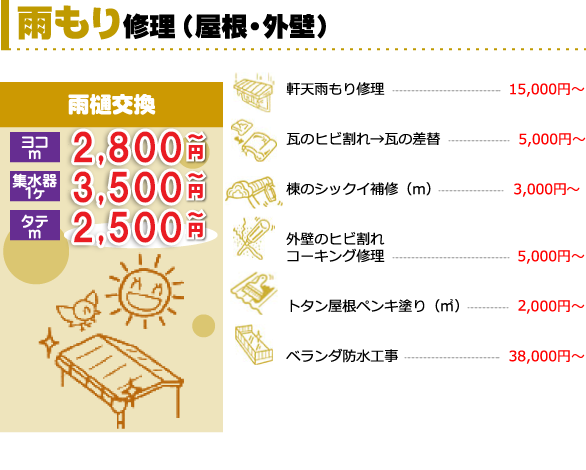雨もり修理（屋根・外壁）